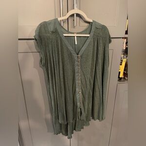 Green Button-Down Women's Top